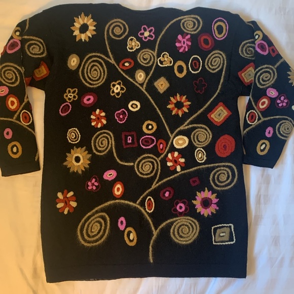 Vintage black fully embellished+ jewelled wool lined cardigan EUC - Picture 4 of 8